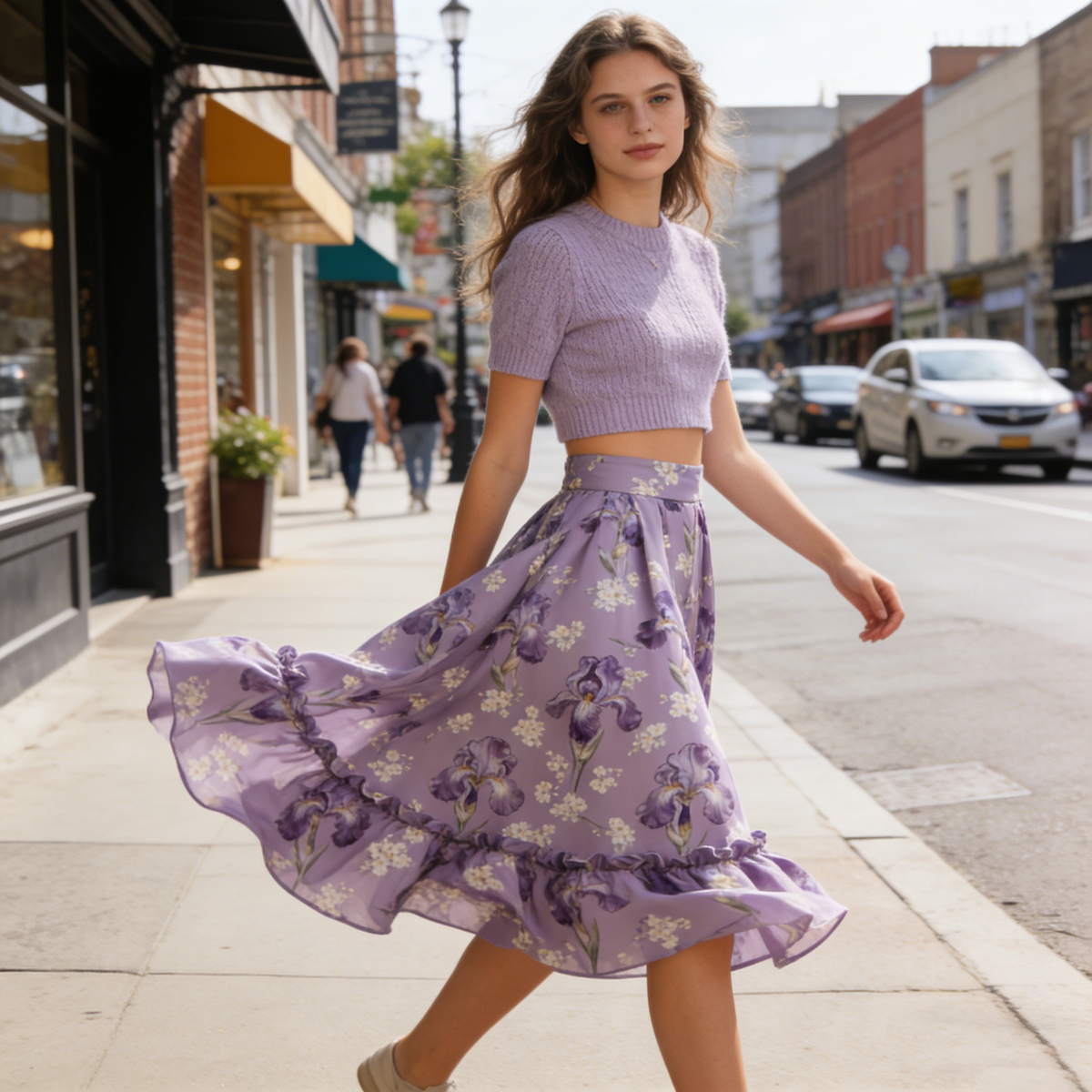 Lavender Iris Midi Skirt
