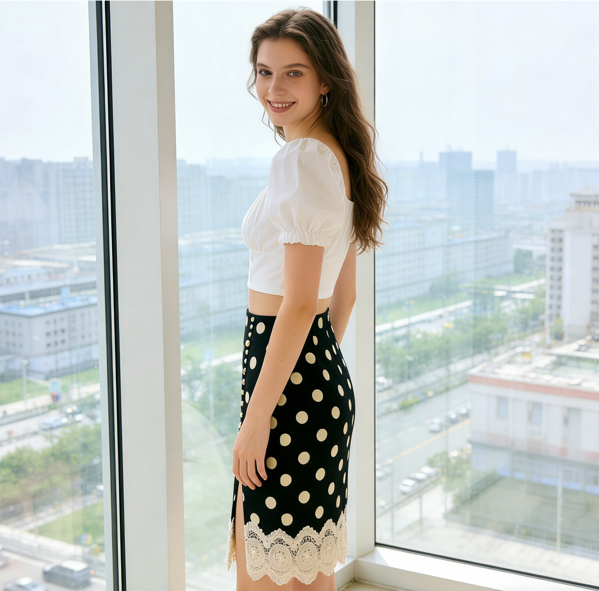Black Polka Dot Lace Skirt
