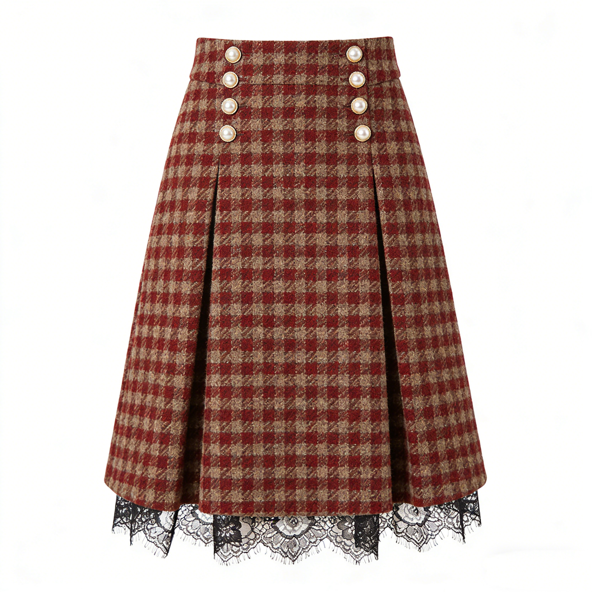 Double-breasted Pearl Button Midi Skirt