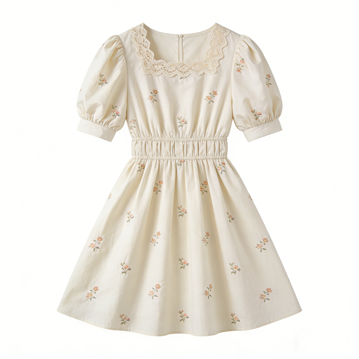 Square Neckline Puff Sleeve Mini Dress