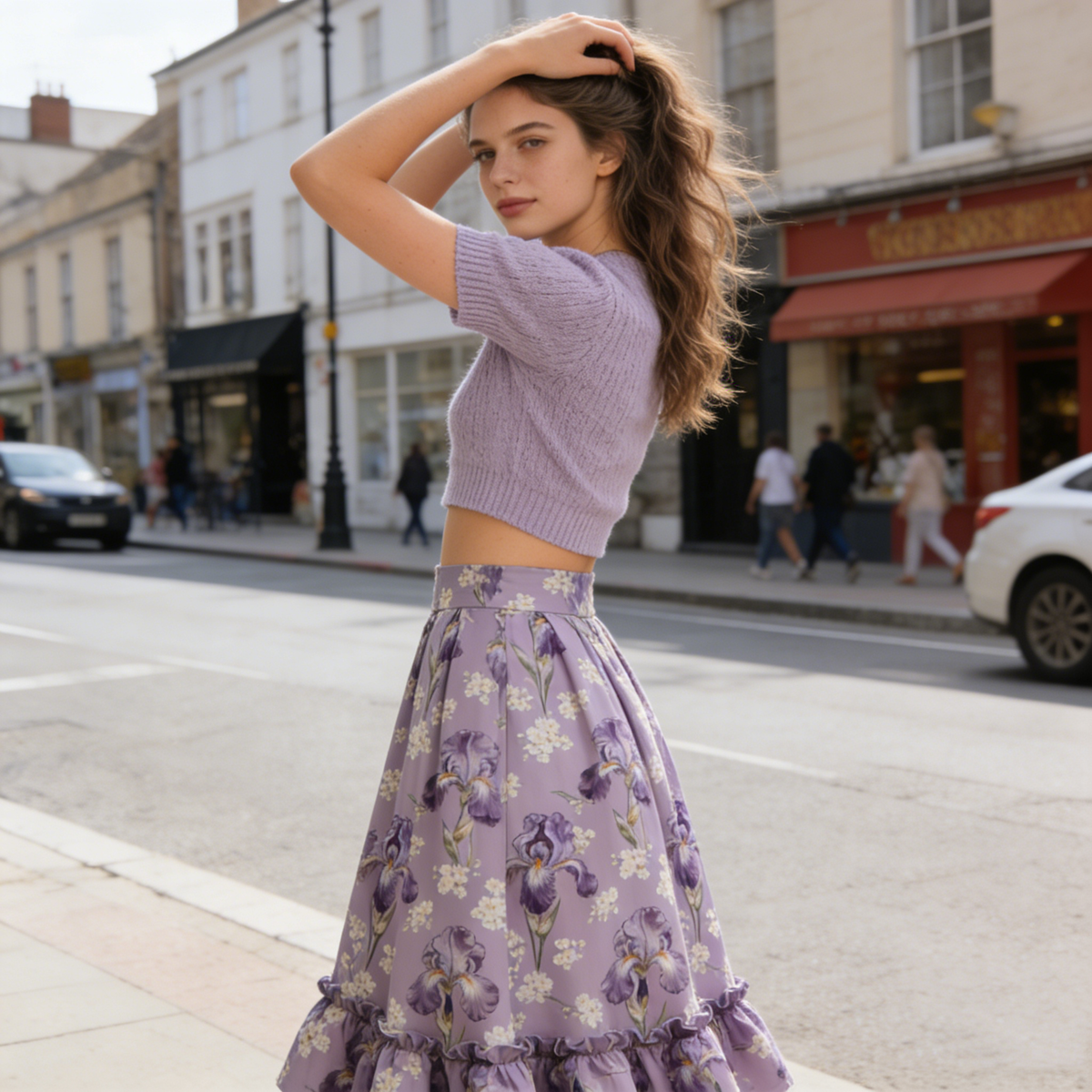 Lavender Iris Midi Skirt